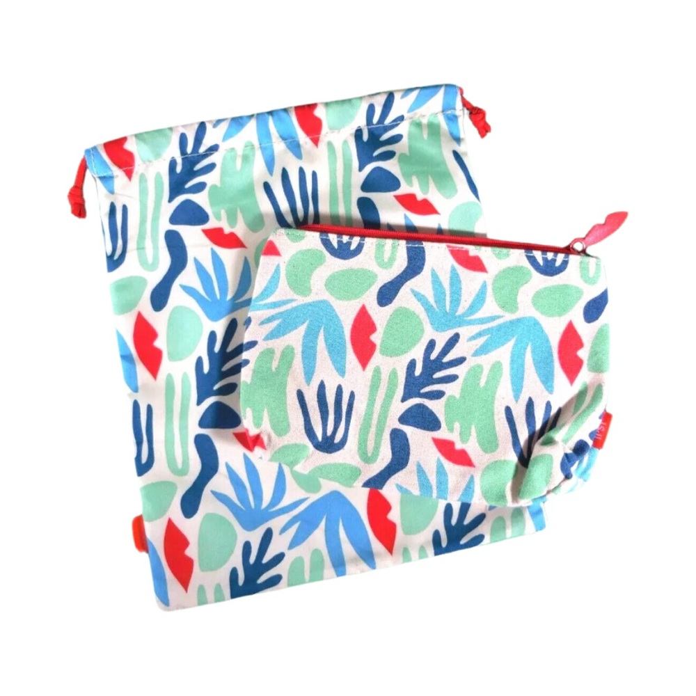 IPSY Force of Nature Drawstring Pouch (8 x 10) & Makeup Bag (5.5 x 7.5”) NIP